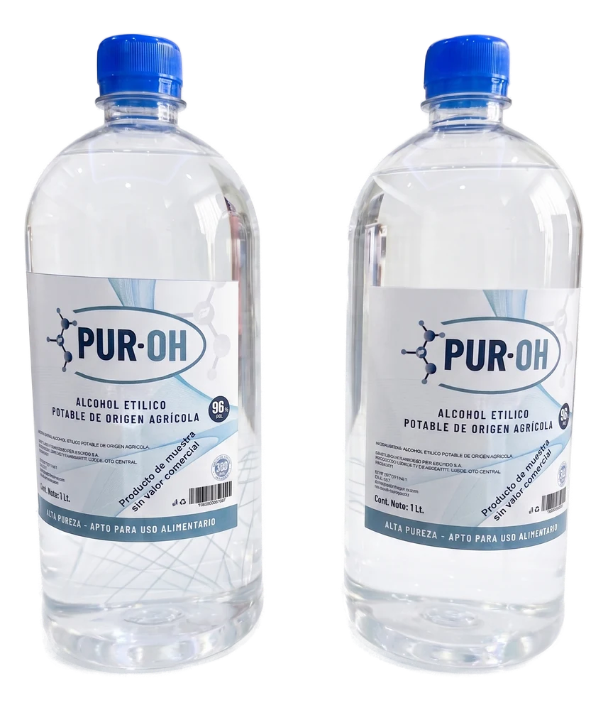 Bottles of PUR-OH: the grain alcohol rectified in-house that forms the base of Tiger Hill spirits